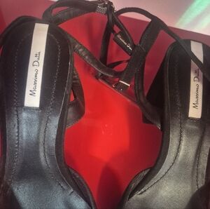 Massimo Dutti Black Leather Strappy Sandals